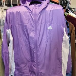 Adidas Purple and White Windbreaker Jacket